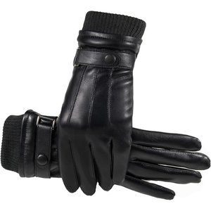 Winter Gloves Men Women Windproof Warm Thick Leather Thermal Mittens Touchscreen